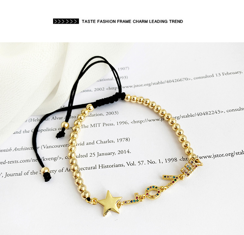 Fashion Rose Gold Copper Inlaid Zircon Letter Love Pentagram Bracelet,Bracelets