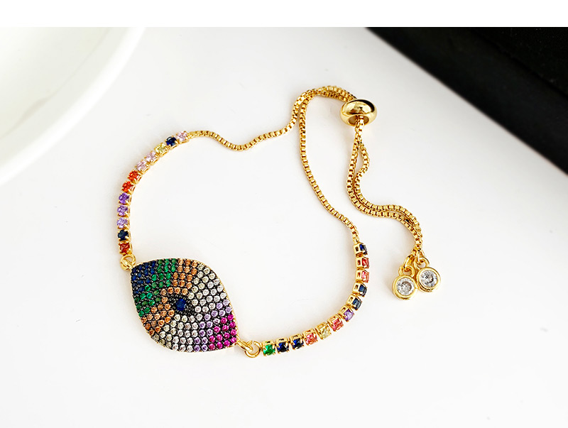 Fashion Gold Copper Inlaid Zircon Beaded Eye Bracelet,Bracelets