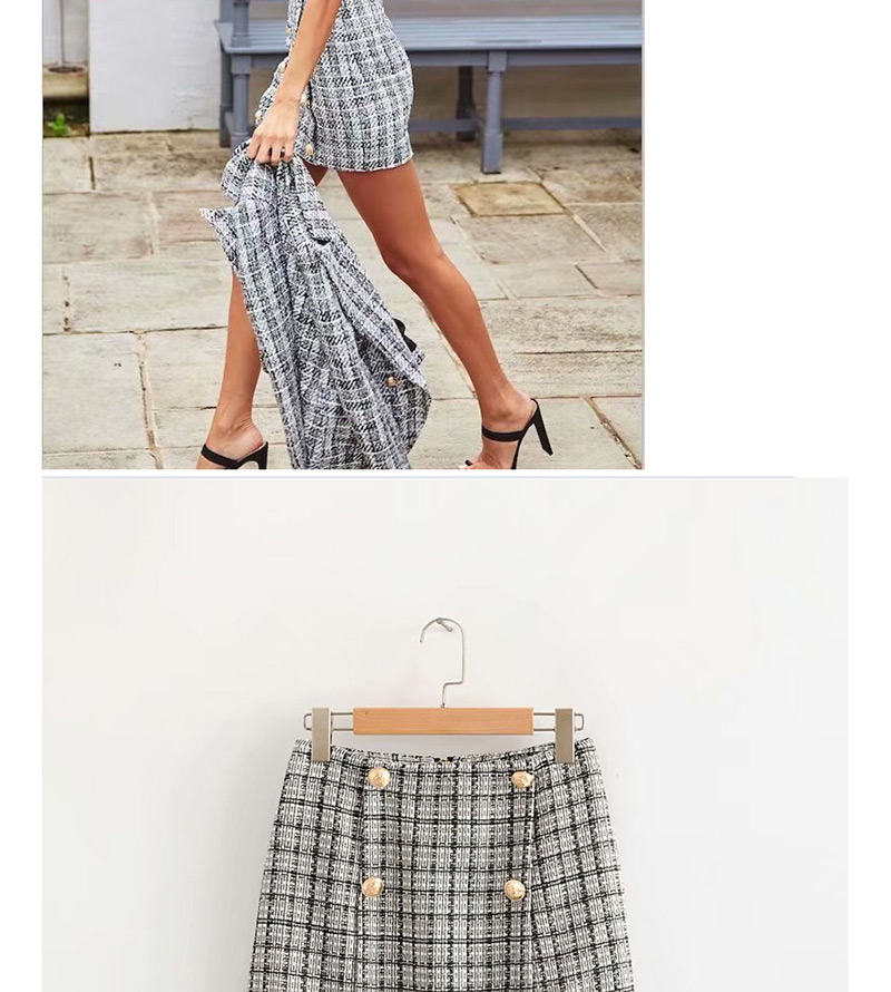 Fashion Lattice Houndstooth Skirt,Skirts