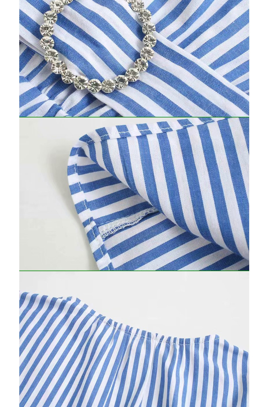 Fashion Blue Jewelry Belt Striped Top,Tank Tops & Camis
