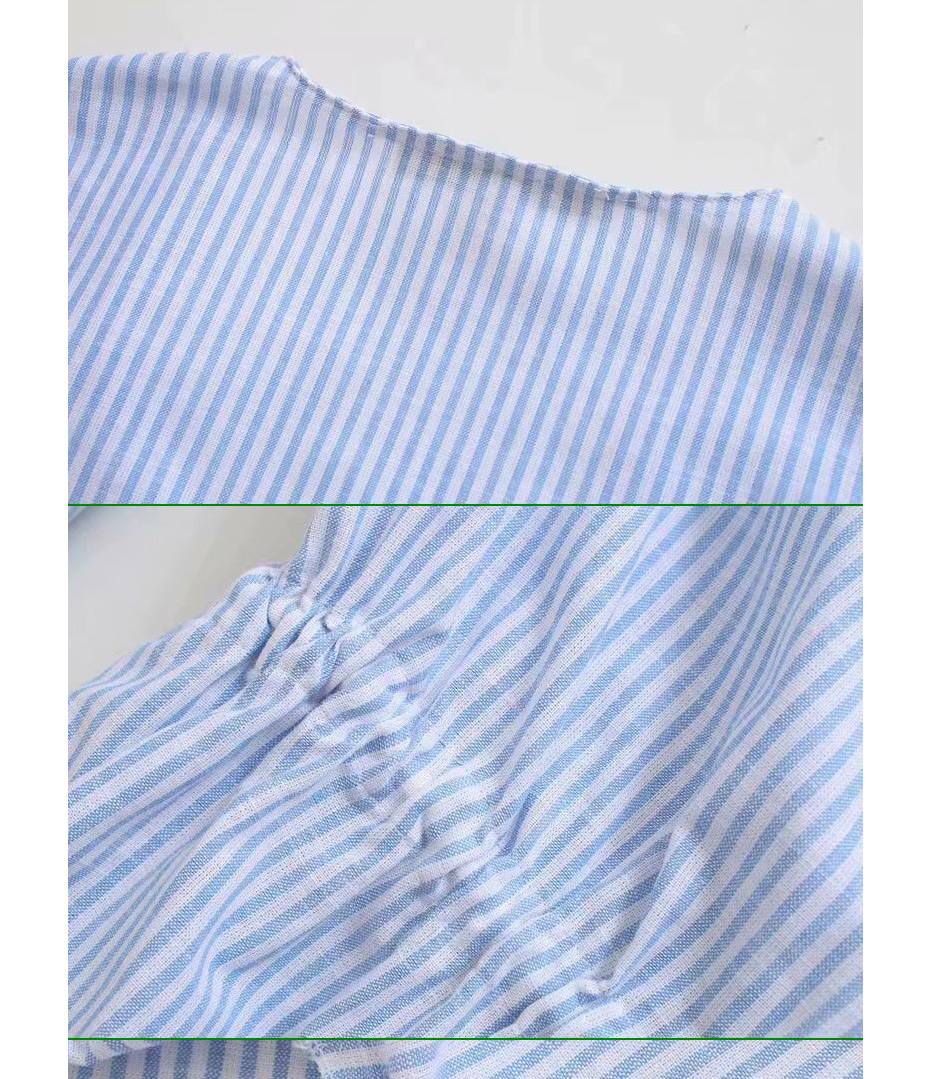 Fashion Blue Striped Blouse,Sunscreen Shirts