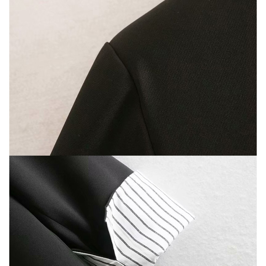 Fashion Black Cuff Stripe Stitching Suit Set,Coat-Jacket