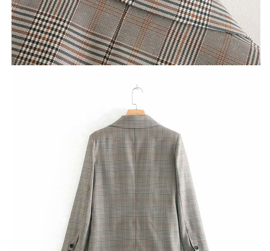 Fashion Khaki Plaid Suit,Coat-Jacket