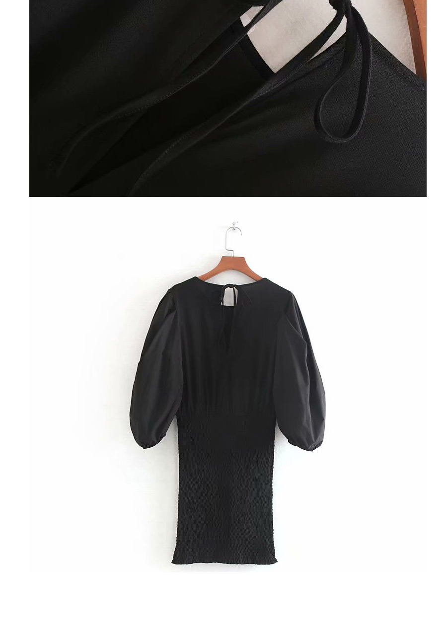 Fashion Black Fluffy Sleeve Dress,Long Dress