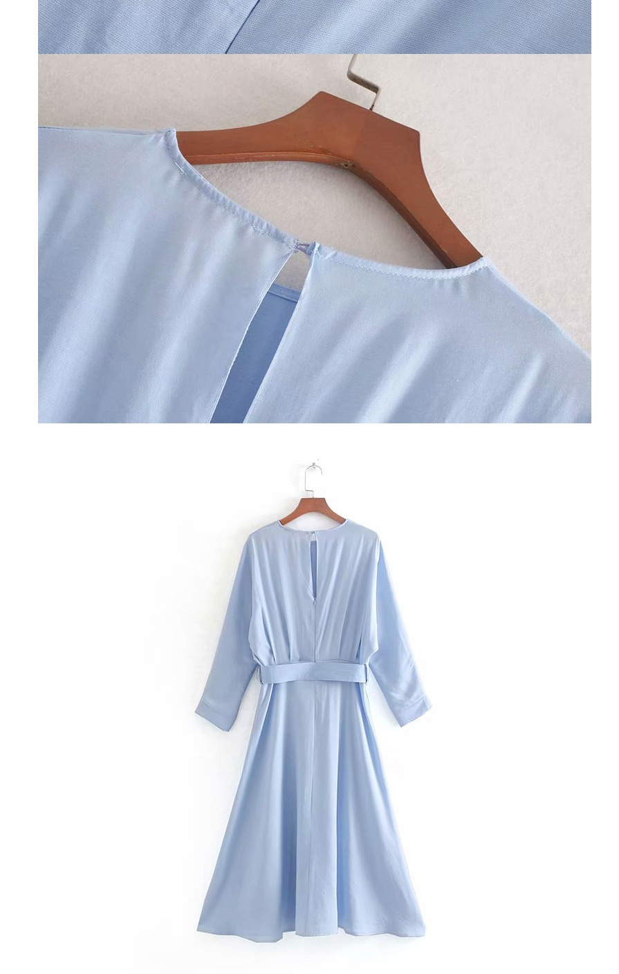 Fashion Blue Belt Dress,Long Dress