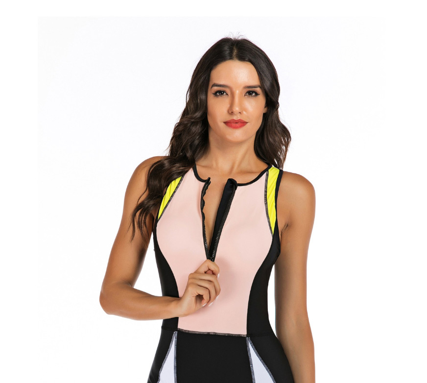 Fashion Leather Pink Siamese Diving Suit,One Pieces