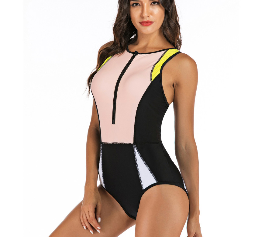 Fashion Leather Pink Siamese Diving Suit,One Pieces