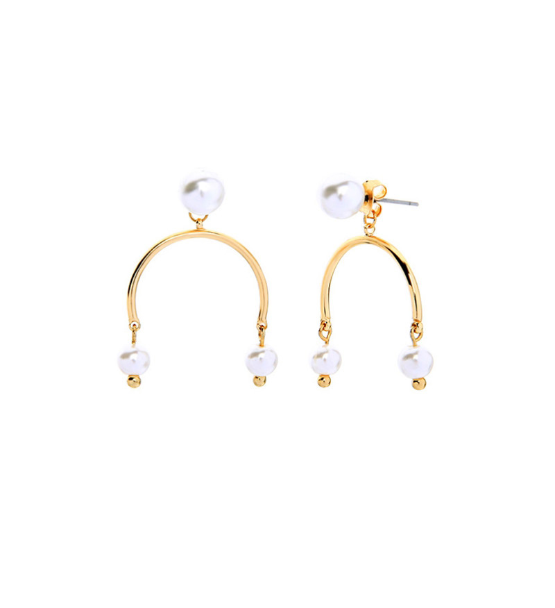 Fashion Gold U-shaped Pearl Earrings,Earrings