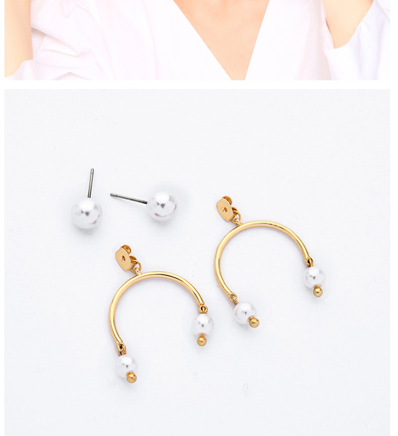 Fashion Gold U-shaped Pearl Earrings,Earrings