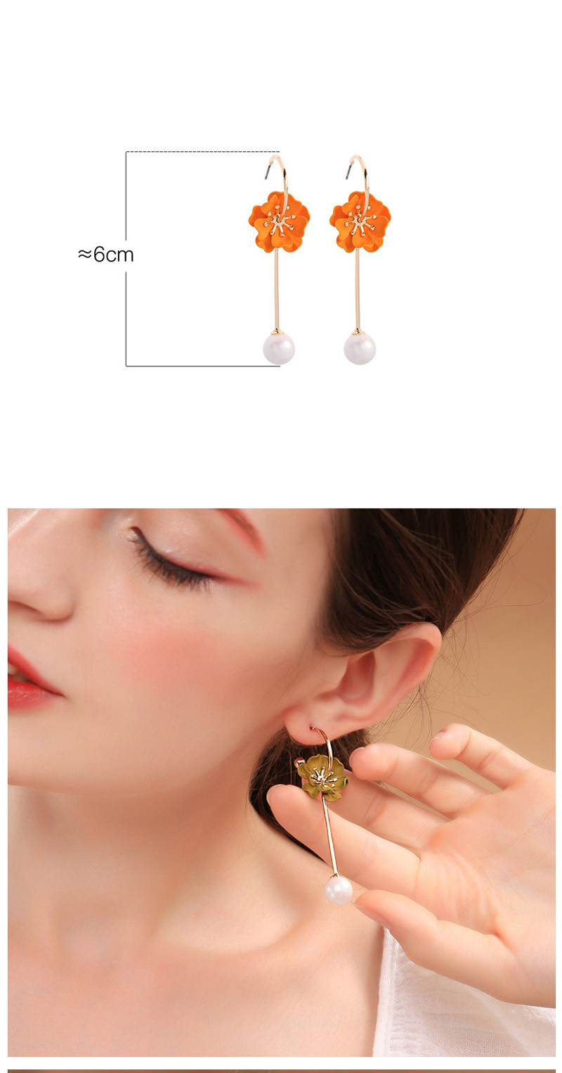Fashion Pink Flower  Sterling Silver Pearl Earrings,Earrings
