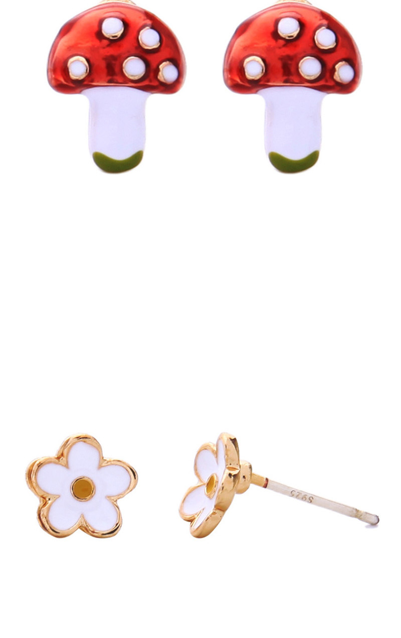 Fashion Color Mushroom Flower  Sterling Silver Earrings,Stud Earrings