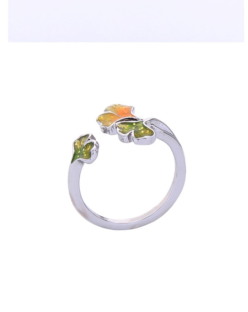 Fashion Yellow Drip Maple Leaf Hand Open Ring,Fashion Rings