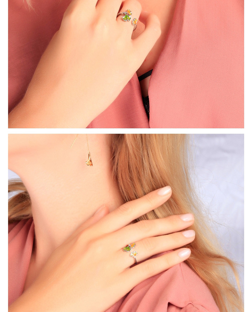 Fashion Yellow Drip Maple Leaf Hand Open Ring,Fashion Rings