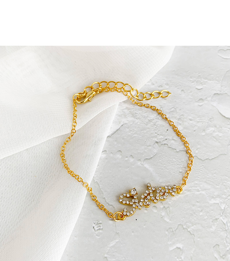 Fashion Gold Alloy Diamond Letter Love Lips Bracelet Set,Bracelets Set