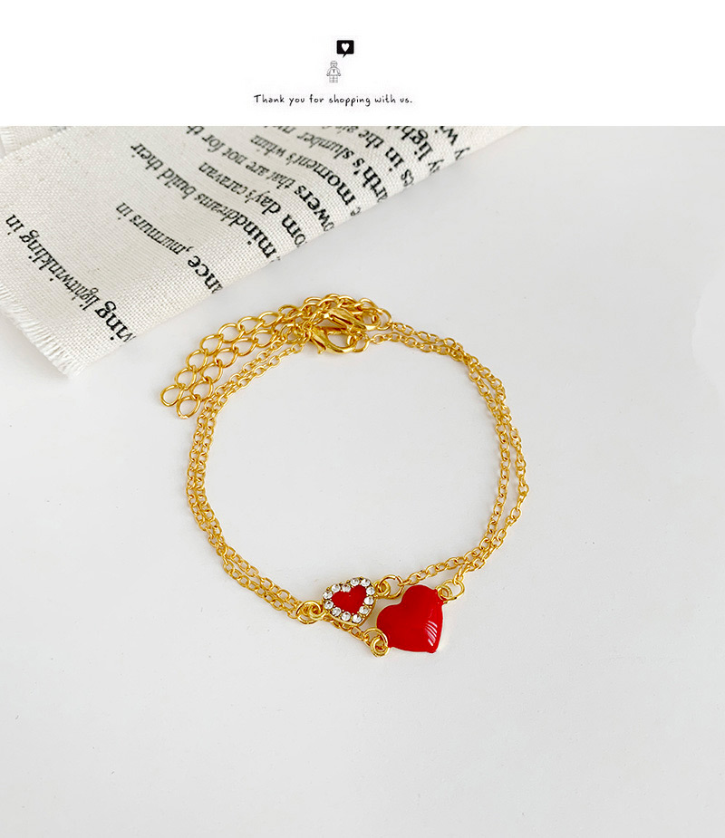 Fashion Gold Alloy Diamond Love Lips Bracelet Set,Bracelets Set