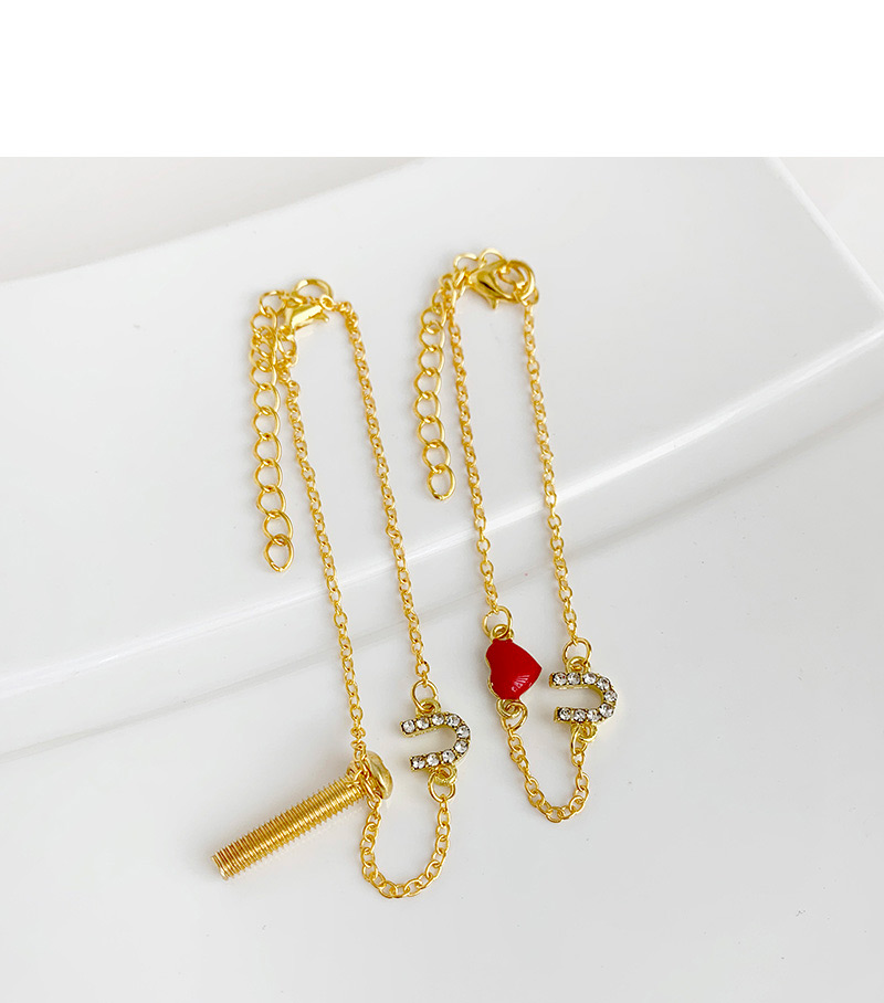 Fashion Gold Alloy Diamond Screw Bracelet Set,Bracelets Set