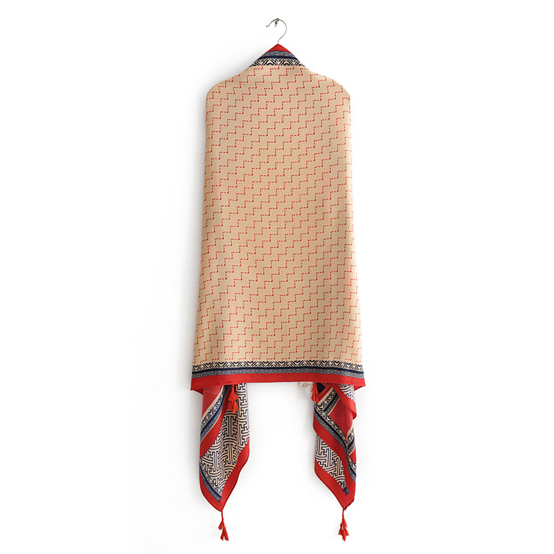 Fashion Red Side Wave Pattern Color Print Tassel Scarf Shawl,Thin Scaves