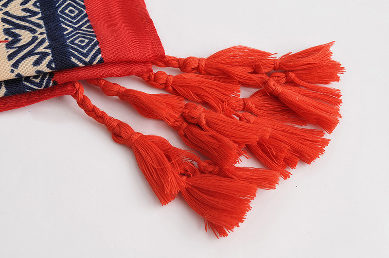 Fashion Red Side Wave Pattern Color Print Tassel Scarf Shawl,Thin Scaves