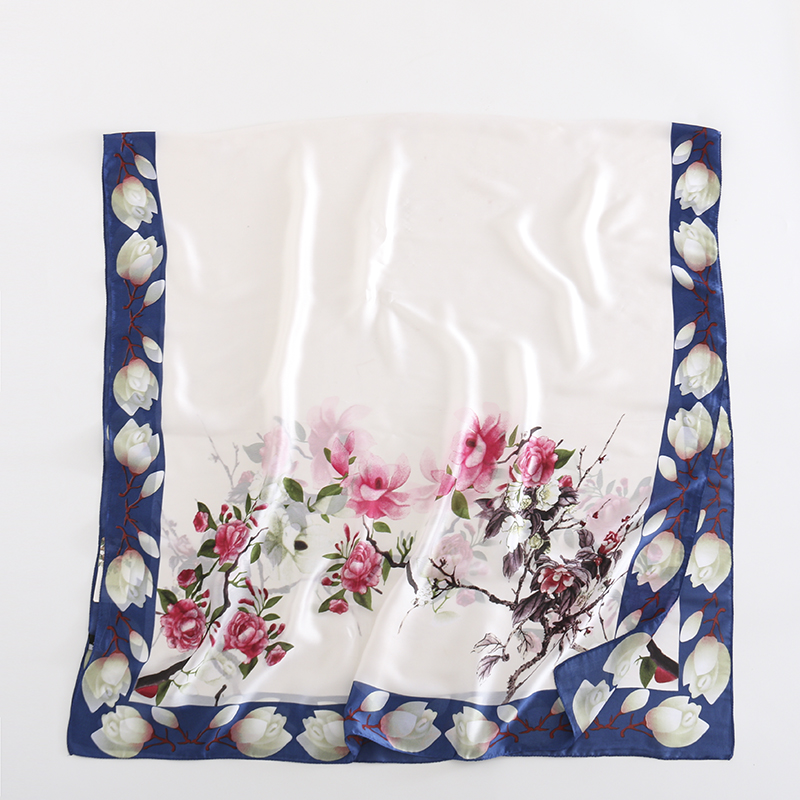 Fashion Creamy-white Kapok Contrast Color Print Silk Scarf Scarf Shawl,Thin Scaves