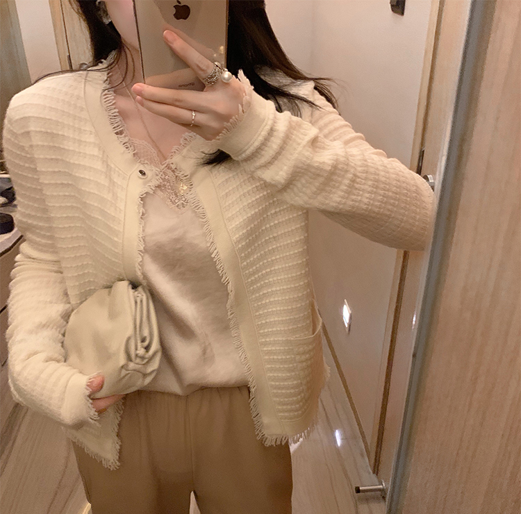 Fashion Apricot Solid Color Cardigan,Sweater