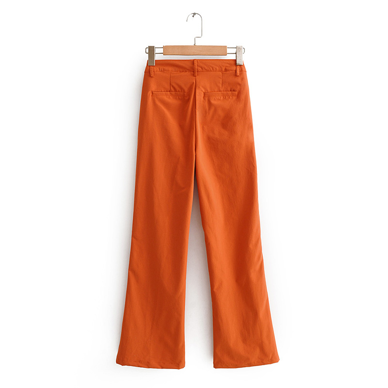 Fashion Rust Red Solid Color Flared Pants,Pants