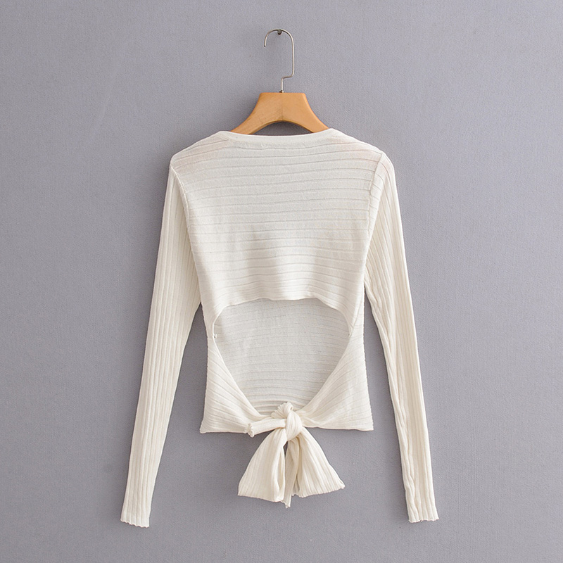 Fashion White Back Strap Sweater,Sweater