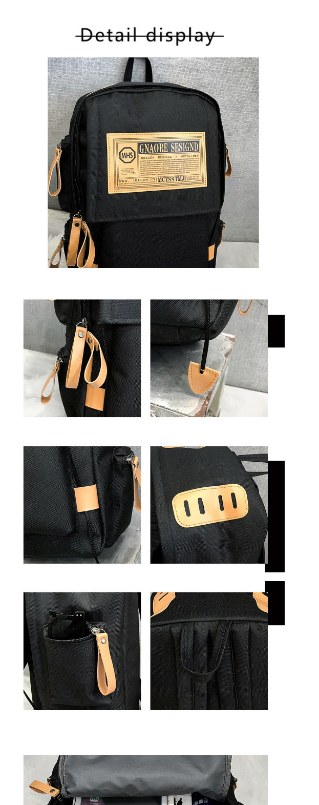 Fashion Khaki Oxford Cloth Letter Backpack,Backpack