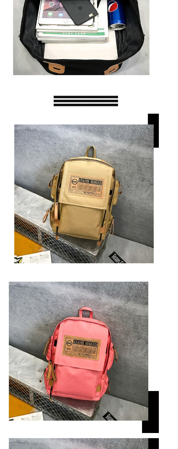 Fashion Brown Oxford Cloth Letter Backpack,Backpack