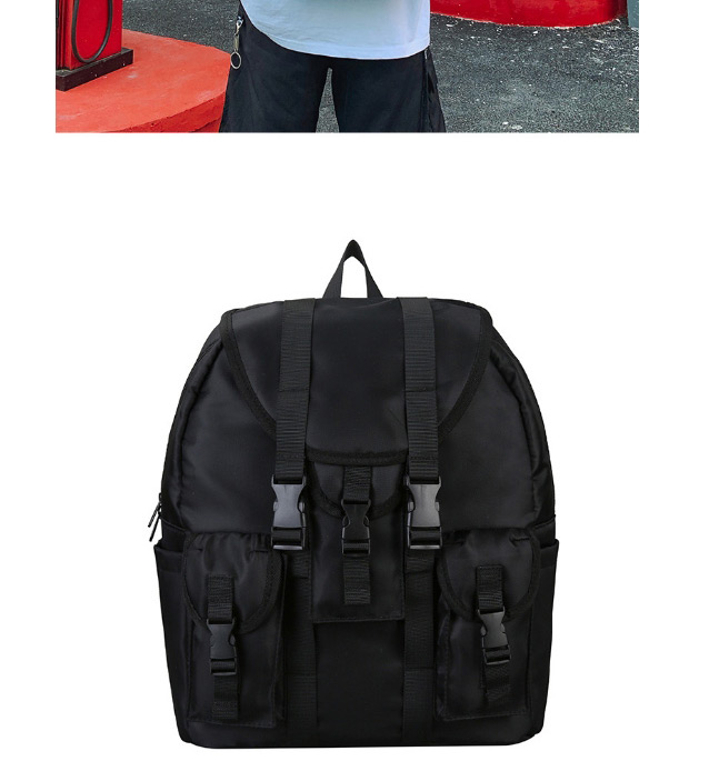 Fashion Black Ribbon Buckle Backpack,Backpack