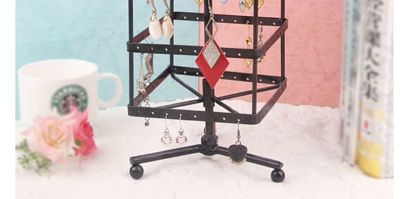 Fashion White Four-layer Square Rotatable Earrings Wrought Iron Display Stand,Jewelry Findings & Components