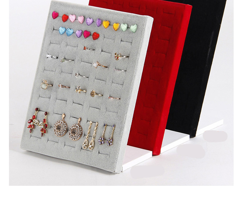 Fashion Black Velvet 51-bit Suede Ring Earring Display Box,Jewelry Findings & Components