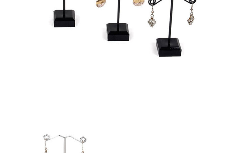 Fashion Medium Black Earring Display Stand Metal Acrylic Three-piece,Jewelry Findings & Components