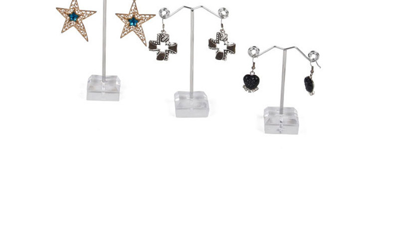 Fashion Small Transparent Earring Display Stand Metal Acrylic Three-piece,Jewelry Findings & Components