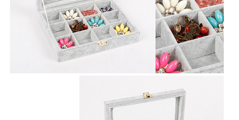 Fashion Gray Strip Flannel Lock Jewelry Display Box,Jewelry Findings & Components
