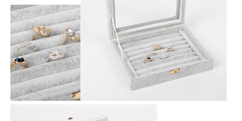 Fashion Gray Strip Flannel Lock Jewelry Display Box,Jewelry Findings & Components
