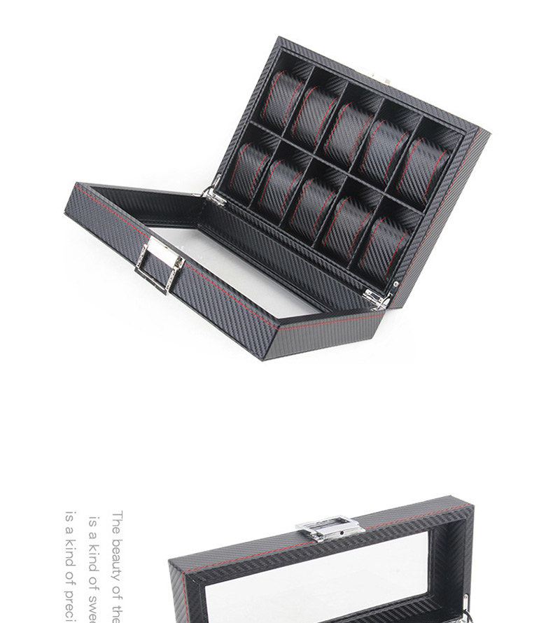 Fashion Carbon Fiber 6 Black Carbon Fiber Leather Watch Display Box,Jewelry Findings & Components