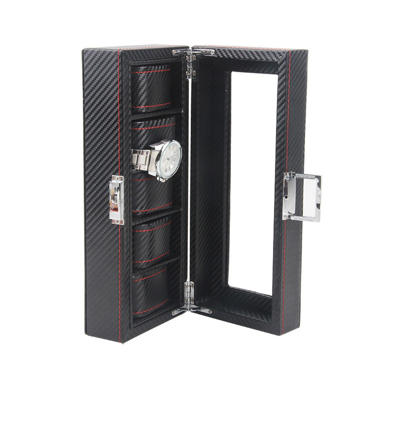 Fashion Carbon Fiber 5 Carbon Fiber Leather Watch Display Box,Jewelry Findings & Components