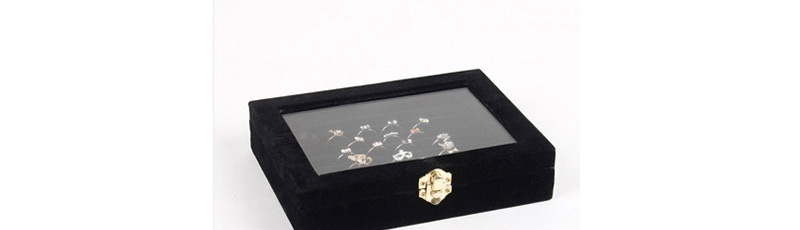Fashion Black Velvet Ring Jewelry Box With Lid,Jewelry Findings & Components