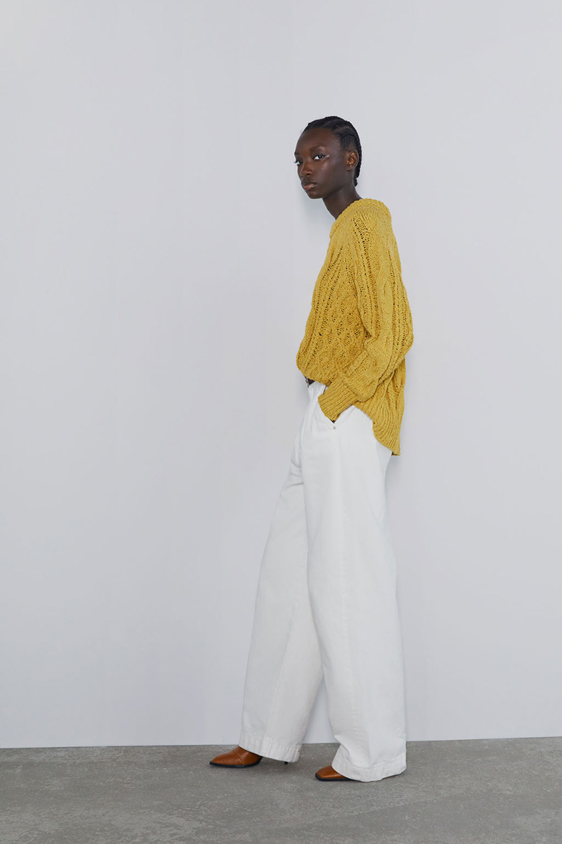 Fashion Yellow Eight-strand Braided Twist Sweater,Sweater