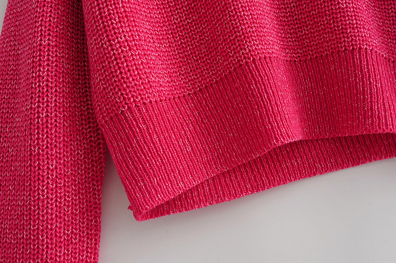 Fashion Red V-neck Shoulder Long Sleeve Sweater,Sweater