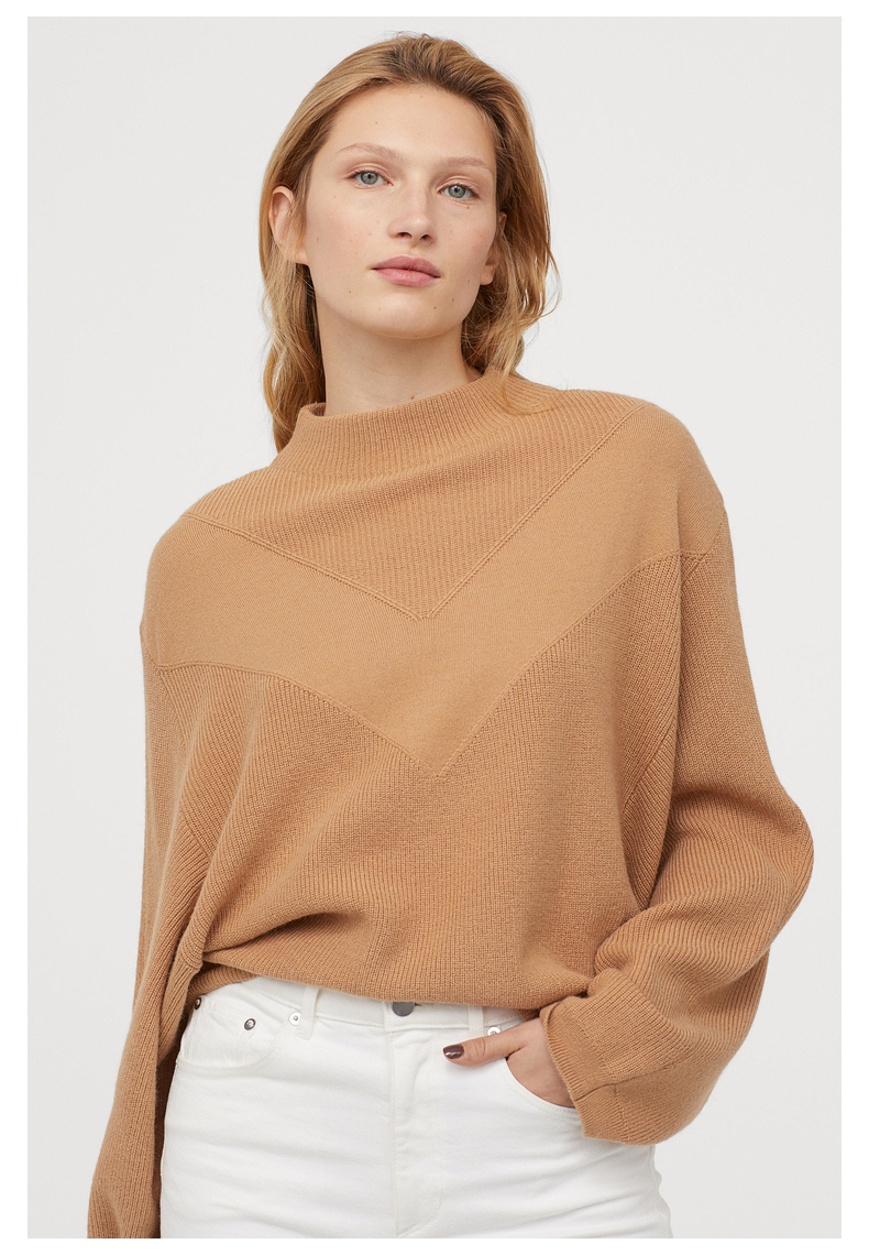 Fashion Khaki Bat Sleeve Sweater,Sweater