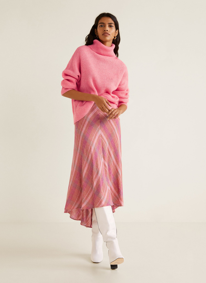 Fashion Pink High Neck Sweater,Sweater