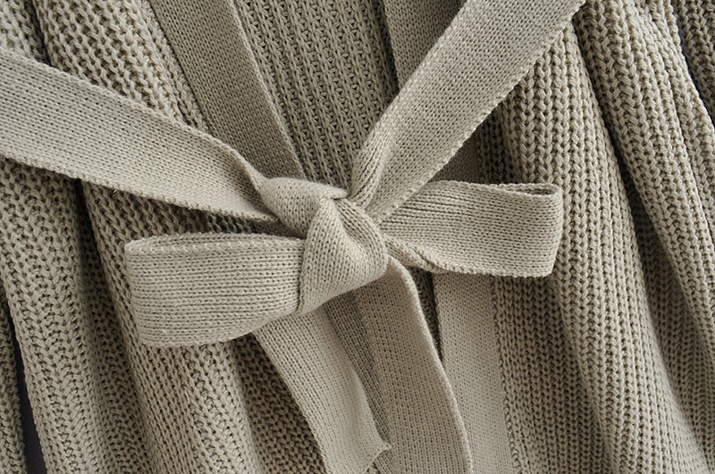 Fashion Gray Belt Knit Cardigan,Sweater
