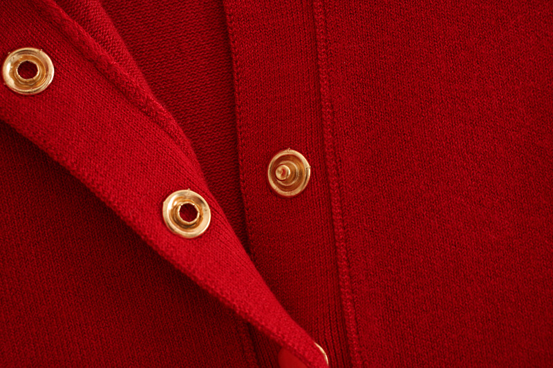 Fashion Red Round Neck Button Knit Cardigan,Sweater