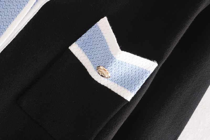 Fashion Black Contrast Button Knit Jacket,Sweater