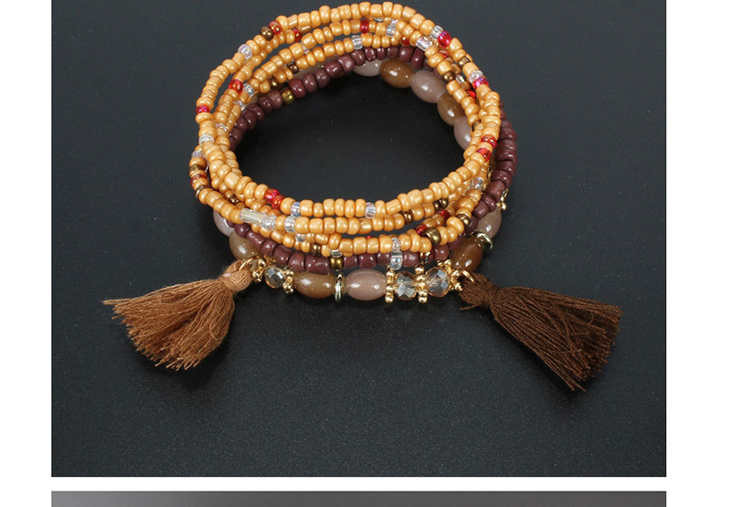 Fashion Brown Multi-layer Rice Beads Tassel Bracelet,Beaded Bracelet