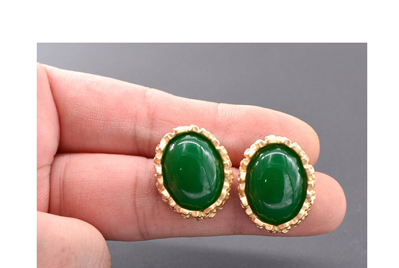 Fashion Green Metal Geometric Earrings,Stud Earrings