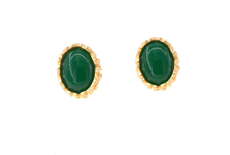 Fashion Green Metal Geometric Earrings,Stud Earrings
