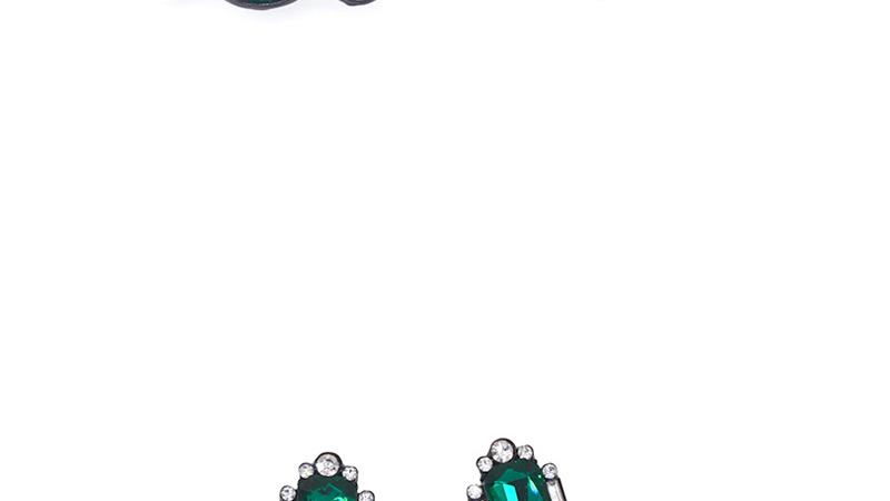 Fashion Green Rhinestone Square Earrings,Drop Earrings