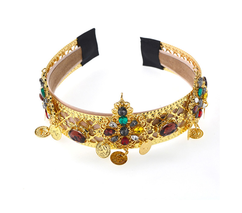 Fashion Earring Hollow Metal Crown Color Diamond Headband,Drop Earrings